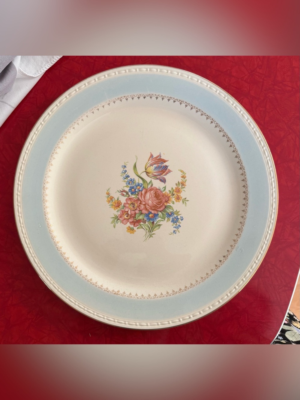Vintage Homer Laughlin Georgian Eggshell 14" Round Chop Plate Platter Blue